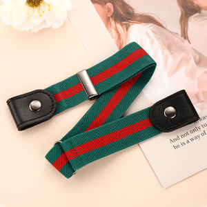 Fashion Nonporous Square Buckle Versatile Wild Leather Belt Canvas Material Invisible and Seamless
