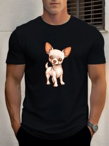 T Shirt For Mens Chihuahua 100% Cotton Graphic Printing Summer Round Neck T-Shirt Casual Breathable Street Style Daily Top