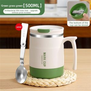 Thermal Coffee Mug Stainless Steel Drink Tumbler Double Vacuum Insulated Transparent Tight Lid Non Slip Handle Built In Stirring Spoon Hot Cold Retention Matibay Sulit