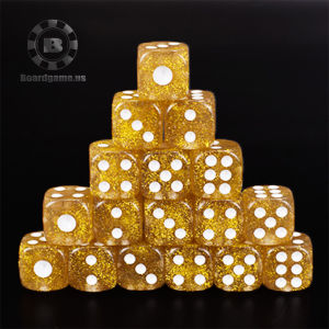 Bộ 10 viên xí ngầu vàng kim tuyến 16mm chuẩn chơi game