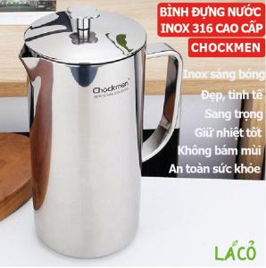 Bình inox Chockmen inox 316 cao cấp an tâm sức khỏe bình inox đựng nước bình đựng nước inox 316 trà nước nóng lạnh 1.2L