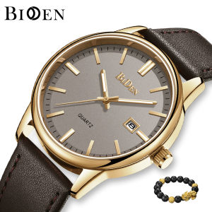 BIDEN Jam Tangan Pria Original Kuarsa Calendar Anti Air Klasik Bisnis Tali Kulit Jam Tangan Cowok