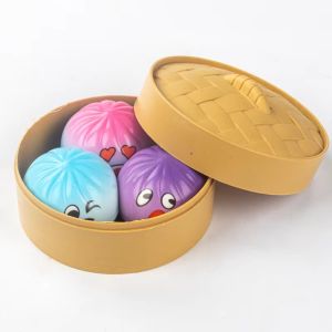 J2UQR3 with Steamer Dumpling Squishy Toys Colorful Simulation Squishy Dumpling Boys Girls Cute Soft Sensory Fidget Ball Kids Adults