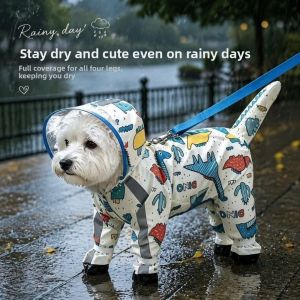DGFDF Full-coverage Frog Shape Dog Raincoat Transparent Hood Waterproof Cat Rainproof Pet Clothes Rompers Keep Dry Pet Rain Jacket Outdoor Use