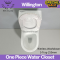 Crown Lynn Willington One Piece Water Closet Rimless Washdown S-Trap 250mm Come with PP Soft Close Seat Cover. 