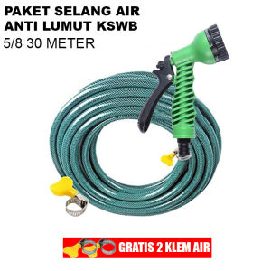 AMINI Paketan Selang Air 3 Meter Sampai 10 Meter 1/2 5/8 3/4 Inch Selang Hijau Selang Air Benang Anti Lumut Elastis Selang Air Cuci Motor Cuci Mobil Siram Tanaman Selang Kebun