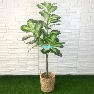 Pohon Artificial Tanaman Hias Bahagia Hijau X3 T140 Latex Cover Pot Eceng Gondok Handle Dekorasi Studio