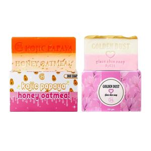 G21 Golden Dust Whitening Soap Set with Kojic Papaya & Honey Oatmeal for Brighter Skin 60g