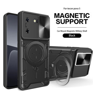 เคส Tecno Pova 5สำหรับ Tecno Pova เลนส์สไลด์5เคสโทรศัพท์ป้องกันเกราะกันกระแทกเคสโทรศัพท์สำหรับ Tecno Pova 5 Pova5ฝาหลังยึดรถแม่เหล็ก