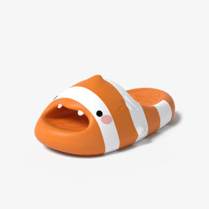 [Free Shipping] Cute Little Shark-Themed Blue Plaid Slippers WomenS Outdoor And Indoor Wear Thick-Soled Non-Slip Cartoon Design Suitable For Couples MenS Outdoor Slippers