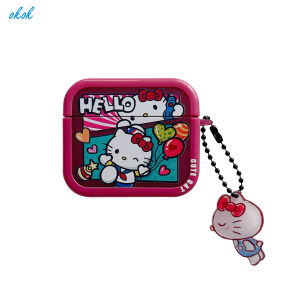 Okok Hello Kitty AirPods trường hợp cho AirPods 1 2 3 Pro inpods I7 i12 Pro Tai nghe bluetooth không dây Phụ kiện vỏ cho AirPods sạc tai nghe Hộp bảo vệ bìa với mặt dây chuyền