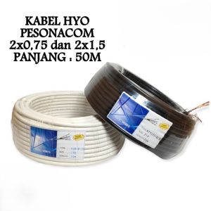 Kabel HYO Pesonacom 2x075 | 2x15 Panjang 1 Roll 50 Meter Kabel Audio Serabut Listrik Warna Hitam Putih