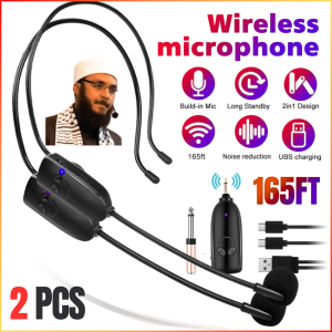 NO LIMIT TaffSTUDIO Mic Mik Microphone Bando Wireless Imam Masjid Jarak Jauh Headset 2.4GHz 2 PCS
