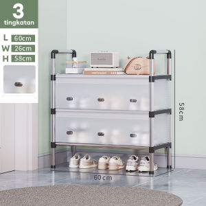 Rak Sepatu Susun Tertutup Anti Debu Rak Sepatu Sederhana Rak Penyimpanan Dengan Penutup