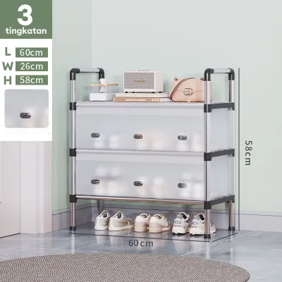 Rak Sepatu Stainless Steel Kapasitas Besar Tempat Sepatu Rak Sandal 8 Susun