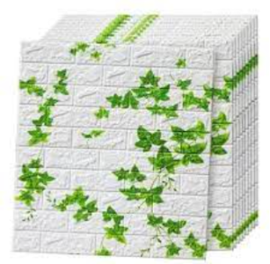 [ PAKET 10 LEMBAR ] Wallpaper 3D Foam Batu Bata / Sticker Dinding Timbul MOTIF PUTIH DAUN