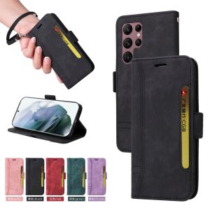 New Phone Case For Samsung Galaxy S23 S22 S21 S20 Plus / S23 S22 S21 S20 Ultra / S21 S20 FE Magnetic Leather Wallet Card Slot Anti-Fall Flip Cover Casing