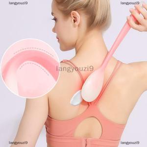 langyouzi9 แปรงทาครีมทาครีมกันแดดอเนกประสงค์ด้ามจับยาวทำจากซิลิโคนแปรงทาตัวสำหรับอาบน้ำที่ทาหลังกันแดด