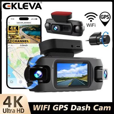Ekleva 4 kênh 4k camera hành trình cho xe ô tô 360 ° dashcam 4 ống kính 1080p phía trước bên trái phía sau bên phải dvr cho xe hơi được xây dựng trong wifi tầm nhìn ban đêm wdr cam