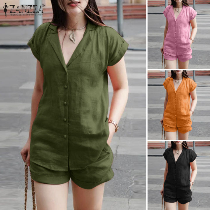 BB%5B3%20Days%20Delivery%5D%20Celmia%20ZANZEA%20Womens%20Vintage%20Terno%20Outfits%20OOTD%20Sets%20Lapel%20Shirts%20Loose%20Elastic%20Waist%20A-Line%20Pants%20Suits%20#8%20-%20Image%205