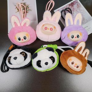 JVKISX Cute Labubu Coin Purse Zipper Keychain Cartoon Backpack Pendant Kawaii Protective Case Plush Panda Wallet Woman