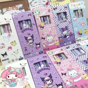 6Pcs Cartoon Sanrio Erasable Gel Pen Set Cute Kuromi HelloKitty Large Capacity Ink Pen High Quality ST Pen Tip Quick-drying Signature Pen
