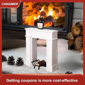 【CANAMEK】 1pcs Dollhouse thu nhỏ phong cách Châu Âu nhà phòng khách Tủ Mỹ Retro lưu trữ lò sưởi nền trang trí nội thất