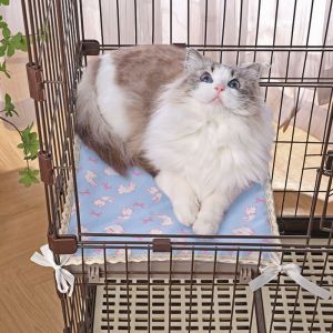 GBDSVD Cartoon Ice Silk Dogs Mat Pad Waterproof Foldable Dog Crate Sleep Bed Lightweight 2 Size Dog Sleeping Bed Pet Supplies