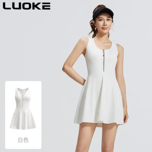 Luoke Zipper one-piece sports dress with anti glare base outdoor running and fitness sports dress