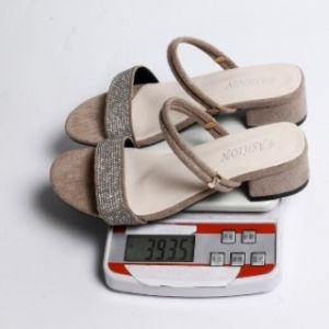 [Free Shipping] Plus-Size WomenS Sandals With Rhinestone Embellishments Featuring A Single-Strap Design And A Wedge Heel Perfect For Summer Wear In Khaki Color