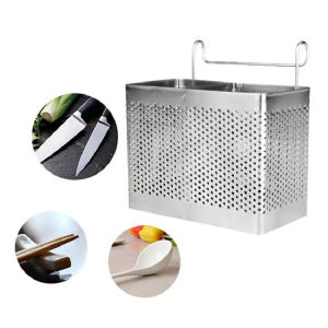 Stainless Steel Chopstick Holder Hanging Cutlery Drying Basket with Hooks Cutlery Drainer Organizer