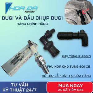 Bugi và đầu chụp Bugi Piaggio - Vespa 2v 2vie 3v 3viget Chính Hãng Phụ tùng Chính Hãng Lắp Chuẩn Zin