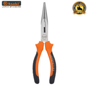 Kìm nhọn mũi dài 8 inch/ 200mm Asaki AK-8107 kềm mỏ nhọn thép CR-V tay cầm bọc cao su chống va đập kềm nhọn kìm mỏ nhọn