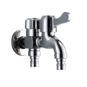 AU304 Stainless steel faucet wall-mounted for home use extended design suitable for washing machines with one inlet and two outlets for the sink