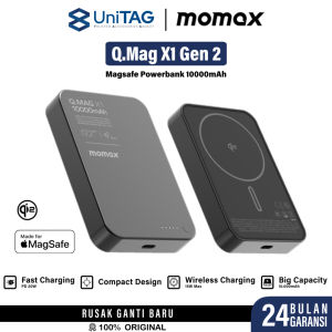 Momax Powerbank Magsafe 10000mAh Qi2 Wireless 15W PD 20W Slim Power Bank Fast Charging Type C