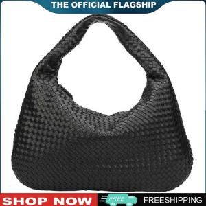 Women Top Handle Bag PU Leather Underarm Hobo Bag Versatile Braided Clutch Bag Soft Shoulder Handbag Shopper Purses