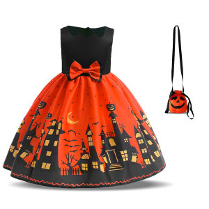 MQATZ Halloween Ghost Festival Costumes Witch Dress for Girls 3-10 Yrs Children Mesh Vampire Cosplay Stage Performance Party Vestidos AWS023