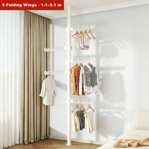 Upright Clothes Hanger For Household Use Floor Type No Punching Telescopic Rod In Bedroom Balcony Window Hanging Clothe