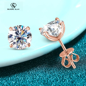 TY 0.1-2CT Moissanite Stud Earrings for Women RoseGold Sparkling Classic Wedding Lab Diamond Earring Pure 925 Silver2026