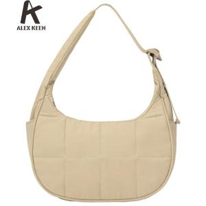 Comfortable Women Tote Bag Puffer Crescent Quilted Shoulder Bag Nylon Handbag for Travel and Shopping