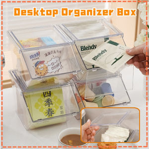 1PC Clear Fliptop Lid Desktop Bin Stackable Organizer Plastic Home Coffee Candy Holder Container Box
