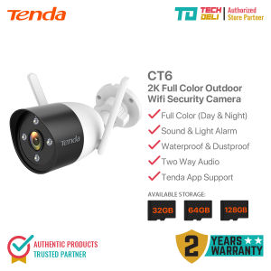 Tenda CT6 2K Super HD Full Color Outdoor Wifi Camera | Two Way Audio | Sound and Light Alarm | Dust and Water Protection
