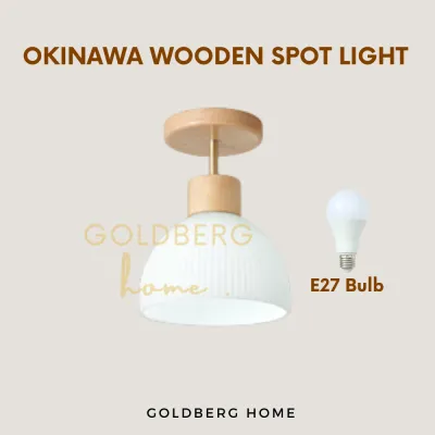 Okinawa Wooden Spot light 18CM - Real Wood Base Nordic Downlight - Living Room Corridor Bedroom Balcony | Goldberg Home