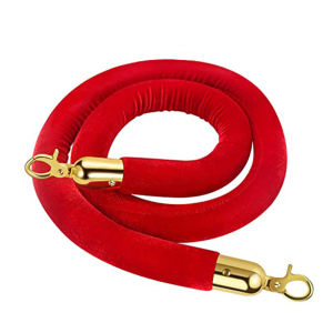 1.5M Red Queue Barrier Stand Posts Rope with Gold hook VIP Queue Posts Rope Crowd Control Rope