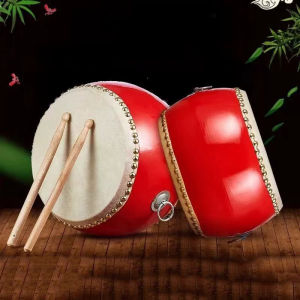 กลองกลองหนังวัวกลองผู้ใหญ่กลองใหญ่ 7 นิ้วจีนแดงกลองเครื่องดนตรีกลองรบกลองเล็กกลองแบนสำหรับเด็กแสดง