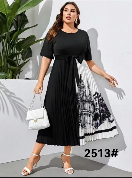 Black and white plus shop size dress