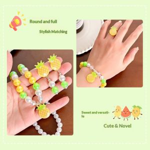 Calcenubes đáng yêu cho trẻ em trái cây Bộ Vòng cổ với hạt ngọc trai và dâu Mặt dây chuyền hoàn hảo cho Đầm Công Chúa-up và phụ kiện tiệc