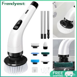 COD [Free Shipping] Electric Spin Scrubber with Adjustable Handle and Dual Speed for Effortless Kitchen and Bathroom Cleaning