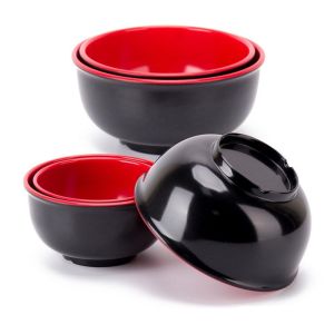 PRECEPT REVOLT77LT5 Japanese Style Melamine Bowls Imitation Porcelain Black Red Salad Bowls Unbreakable Soup Bowl Tableware