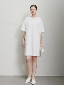 Autumn little black dress round-neck short-sleeved mid-length air-layer dress T-shirt dress  QZ2-1251TM1001-B